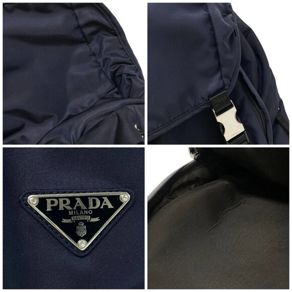 Auth PRADA Navy Black Nylon Backpack - Picture 11 of 14